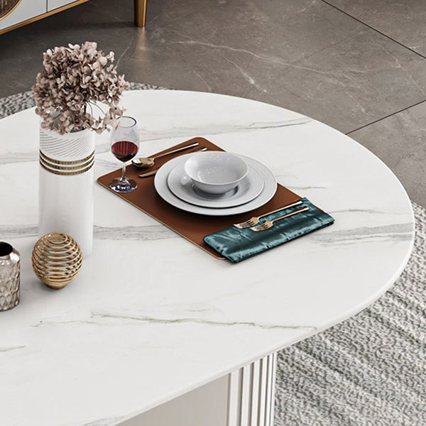 Oval Sintered Stone White Tone Dining Table Modern Double Pedestal Table for Dining Room Clearhalo ' dining_table' 'Dining Tables & Seating' 'Dining Tables' 'furn' 'furn_dining_table' 'Furniture' 'furniture_dining_table' 'Kitchen & Dining Furniture' 'kitchen&dining_furn' 'kitchen' 'kitchen_dining_table' 4656026