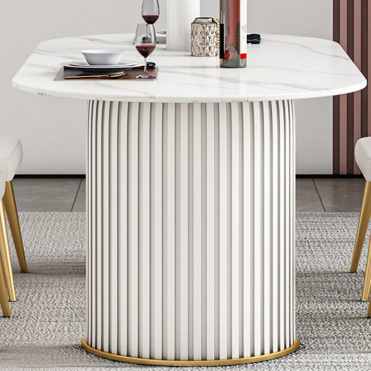 Oval Sintered Stone White Tone Dining Table Modern Double Pedestal Table for Dining Room Clearhalo ' dining_table' 'Dining Tables & Seating' 'Dining Tables' 'furn' 'furn_dining_table' 'Furniture' 'furniture_dining_table' 'Kitchen & Dining Furniture' 'kitchen&dining_furn' 'kitchen' 'kitchen_dining_table' 4656028