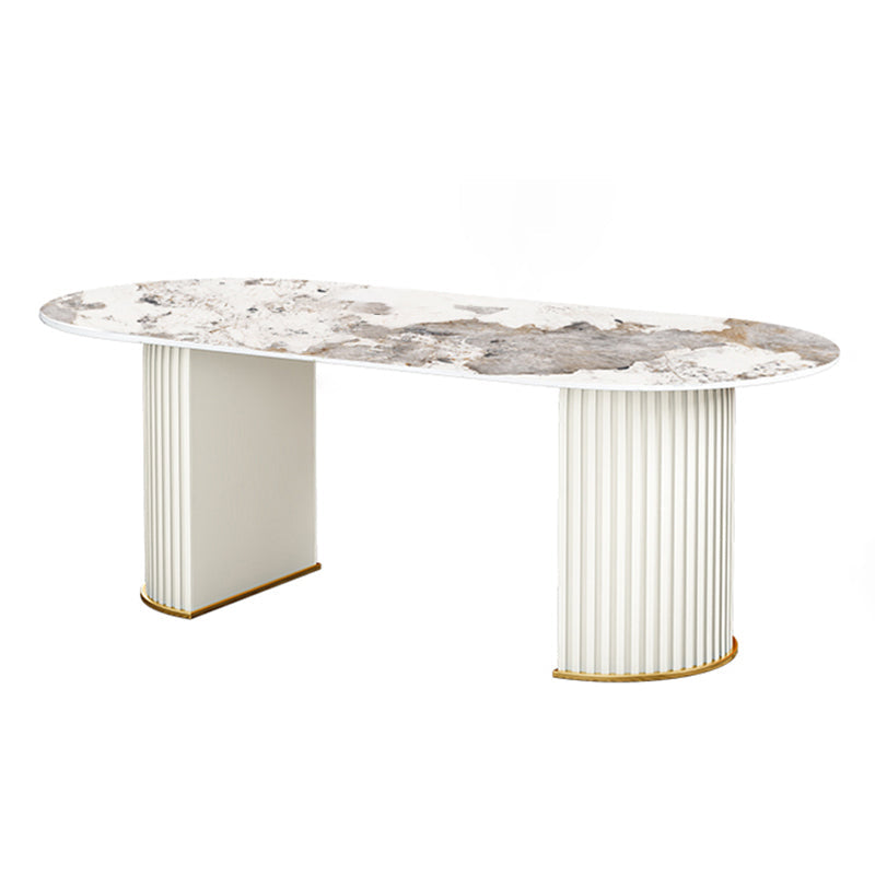 Glam Standard Sintered Stone Dining Table Oval Shape Dining Table for Kitchen Pandora Gold Without Chairs Clearhalo ' dining_table' 'Dining Tables & Seating' 'Dining Tables' 'furn' 'furn_dining_table' 'Furniture' 'furniture_dining_table' 'Kitchen & Dining Furniture' 'kitchen&dining_furn' 'kitchen' 'kitchen_dining_table' 4656035