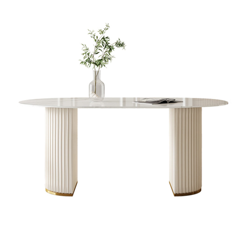 Glam Standard Sintered Stone Dining Table Oval Shape Dining Table for Kitchen Clearhalo ' dining_table' 'Dining Tables & Seating' 'Dining Tables' 'furn' 'furn_dining_table' 'Furniture' 'furniture_dining_table' 'Kitchen & Dining Furniture' 'kitchen&dining_furn' 'kitchen' 'kitchen_dining_table' 4656039