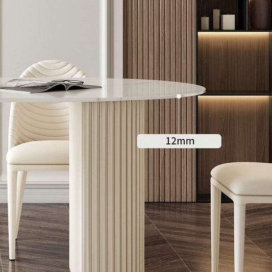 Glam Standard Sintered Stone Dining Table Oval Shape Dining Table for Kitchen Clearhalo ' dining_table' 'Dining Tables & Seating' 'Dining Tables' 'furn' 'furn_dining_table' 'Furniture' 'furniture_dining_table' 'Kitchen & Dining Furniture' 'kitchen&dining_furn' 'kitchen' 'kitchen_dining_table' 4656040