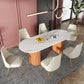 Glam Oval Shape White Dining Table Sintered Stone Standard Dining Table for Kitchen Orange 63"L x 31.5"W x 29.5"H Without Chairs Clearhalo ' dining_table' 'Dining Tables & Seating' 'Dining Tables' 'furn' 'furn_dining_table' 'Furniture' 'furniture_dining_table' 'Kitchen & Dining Furniture' 'kitchen&dining_furn' 'kitchen' 'kitchen_dining_table' 4656052