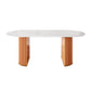Glam Oval Shape White Dining Table Sintered Stone Standard Dining Table for Kitchen Orange 55.1"L x 31.5"W x 29.5"H Without Chairs Clearhalo ' dining_table' 'Dining Tables & Seating' 'Dining Tables' 'furn' 'furn_dining_table' 'Furniture' 'furniture_dining_table' 'Kitchen & Dining Furniture' 'kitchen&dining_furn' 'kitchen' 'kitchen_dining_table' 4656053