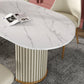 Glam Oval Shape White Dining Table Sintered Stone Standard Dining Table for Kitchen Clearhalo ' dining_table' 'Dining Tables & Seating' 'Dining Tables' 'furn' 'furn_dining_table' 'Furniture' 'furniture_dining_table' 'Kitchen & Dining Furniture' 'kitchen&dining_furn' 'kitchen' 'kitchen_dining_table' 4656054
