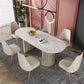 Glam Oval Shape White Dining Table Sintered Stone Standard Dining Table for Kitchen Clearhalo ' dining_table' 'Dining Tables & Seating' 'Dining Tables' 'furn' 'furn_dining_table' 'Furniture' 'furniture_dining_table' 'Kitchen & Dining Furniture' 'kitchen&dining_furn' 'kitchen' 'kitchen_dining_table' 4656058