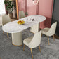 Glam Oval Shape White Dining Table Sintered Stone Standard Dining Table for Kitchen Clearhalo ' dining_table' 'Dining Tables & Seating' 'Dining Tables' 'furn' 'furn_dining_table' 'Furniture' 'furniture_dining_table' 'Kitchen & Dining Furniture' 'kitchen&dining_furn' 'kitchen' 'kitchen_dining_table' 4656063