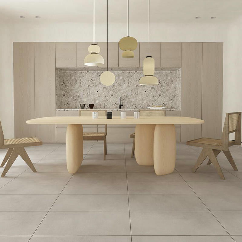 Rectangle Light Yellow Dining Table Pine Solid Wood Table Luxury with 3 Legs 70.9"L x 31.5"W x 29.5"H Without Chairs Clearhalo ' dining_table' 'Dining Tables & Seating' 'Dining Tables' 'furn' 'furn_dining_table' 'Furniture' 'furniture_dining_table' 'Kitchen & Dining Furniture' 'kitchen&dining_furn' 'kitchen' 'kitchen_dining_table' 4656068