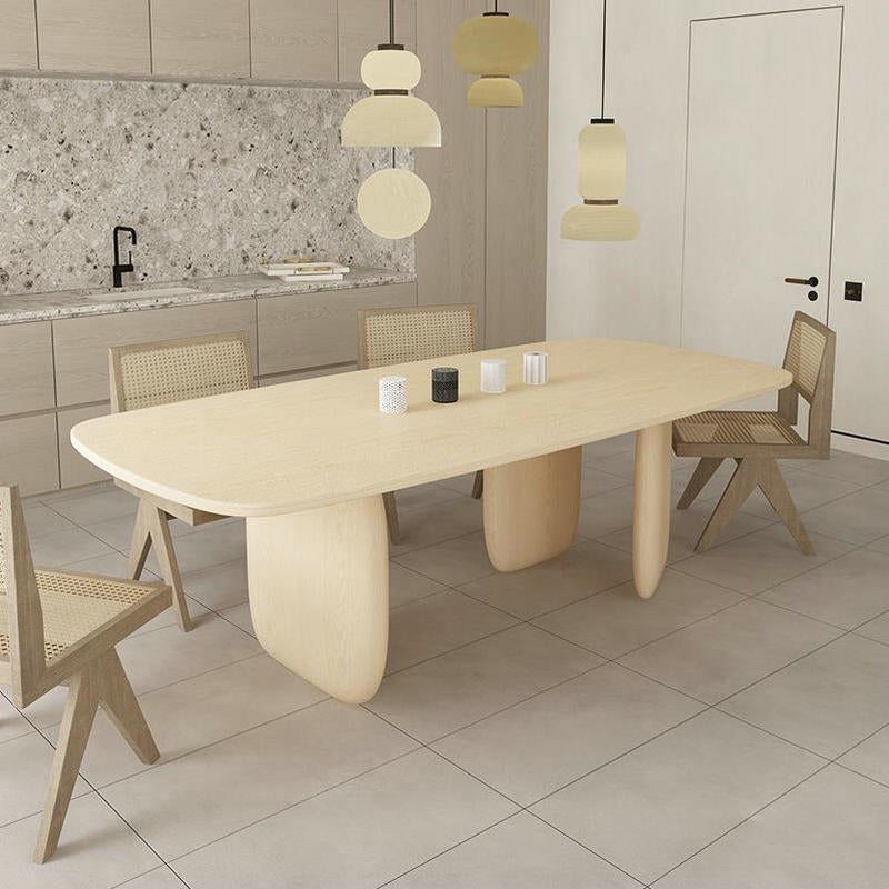 Rectangle Light Yellow Dining Table Pine Solid Wood Table Luxury with 3 Legs 78.7"L x 31.5"W x 29.5"H Without Chairs Clearhalo ' dining_table' 'Dining Tables & Seating' 'Dining Tables' 'furn' 'furn_dining_table' 'Furniture' 'furniture_dining_table' 'Kitchen & Dining Furniture' 'kitchen&dining_furn' 'kitchen' 'kitchen_dining_table' 4656069