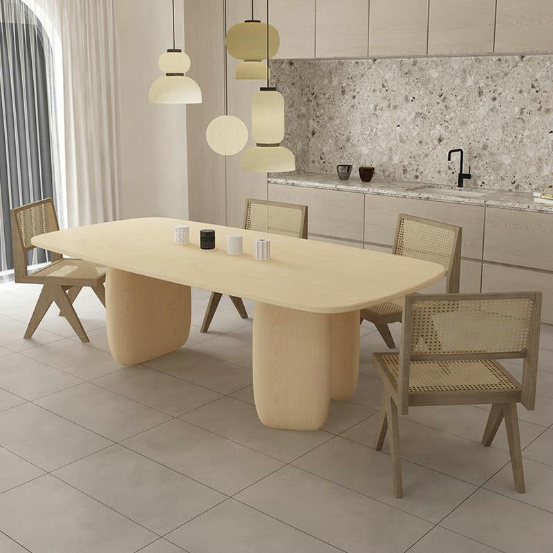 Rectangle Light Yellow Dining Table Pine Solid Wood Table Luxury with 3 Legs 55.1"L x 27.6"W x 29.5"H Without Chairs Clearhalo ' dining_table' 'Dining Tables & Seating' 'Dining Tables' 'furn' 'furn_dining_table' 'Furniture' 'furniture_dining_table' 'Kitchen & Dining Furniture' 'kitchen&dining_furn' 'kitchen' 'kitchen_dining_table' 4656070
