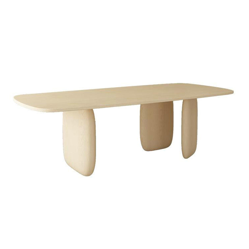 Rectangle Light Yellow Dining Table Pine Solid Wood Table Luxury with 3 Legs Without Chairs Clearhalo ' dining_table' 'Dining Tables & Seating' 'Dining Tables' 'furn' 'furn_dining_table' 'Furniture' 'furniture_dining_table' 'Kitchen & Dining Furniture' 'kitchen&dining_furn' 'kitchen' 'kitchen_dining_table' 4656071