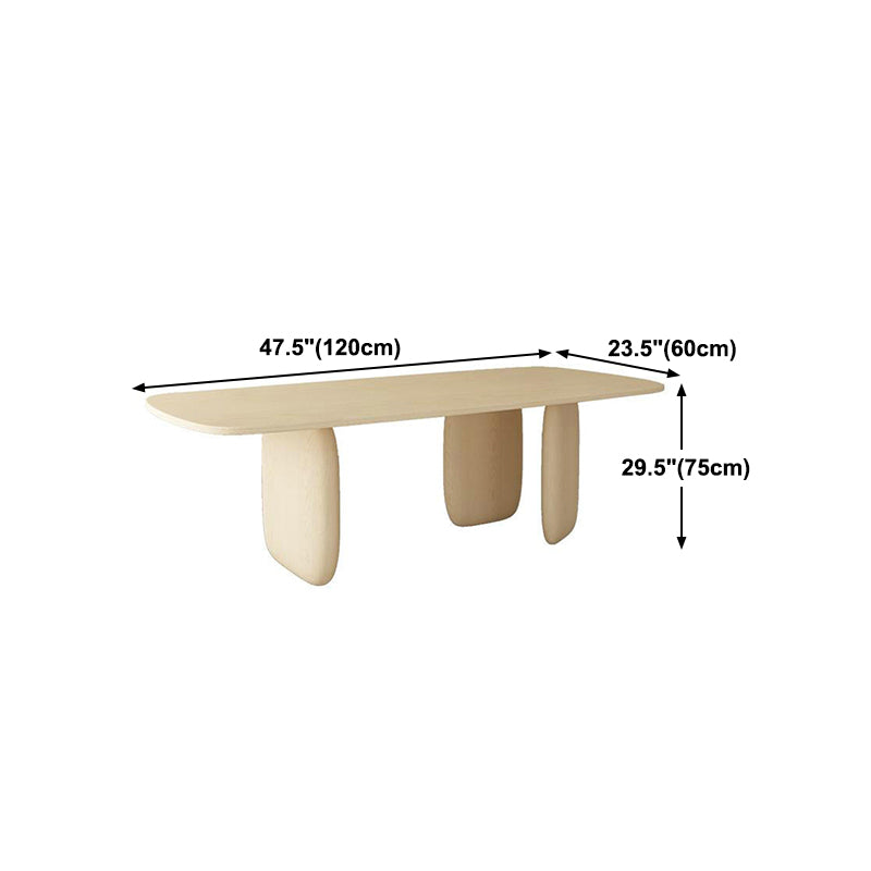 Rectangle Light Yellow Dining Table Pine Solid Wood Table Luxury with 3 Legs Clearhalo ' dining_table' 'Dining Tables & Seating' 'Dining Tables' 'furn' 'furn_dining_table' 'Furniture' 'furniture_dining_table' 'Kitchen & Dining Furniture' 'kitchen&dining_furn' 'kitchen' 'kitchen_dining_table' 4656072