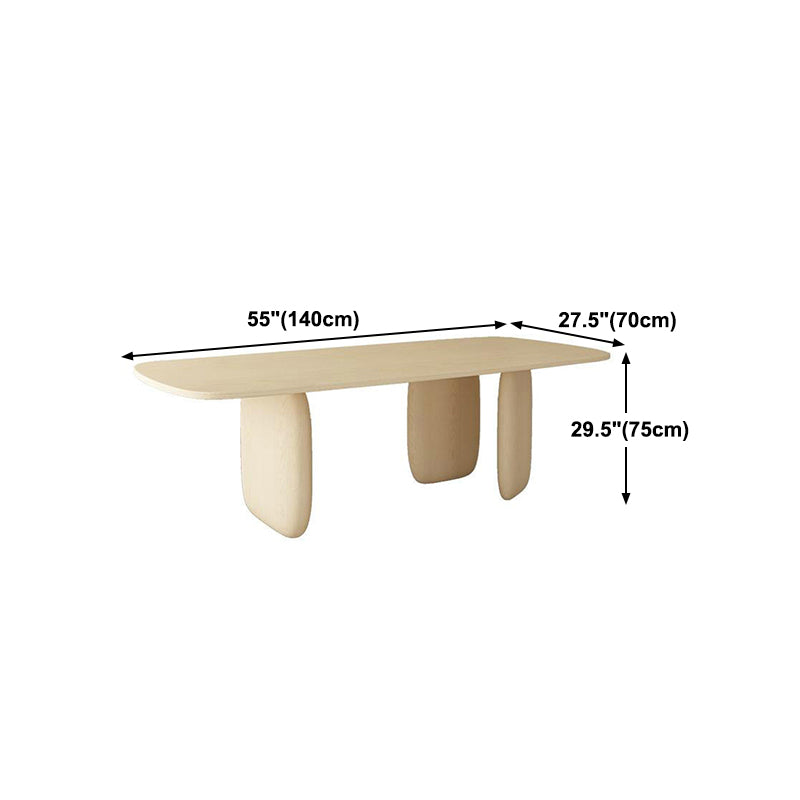 Rectangle Light Yellow Dining Table Pine Solid Wood Table Luxury with 3 Legs Clearhalo ' dining_table' 'Dining Tables & Seating' 'Dining Tables' 'furn' 'furn_dining_table' 'Furniture' 'furniture_dining_table' 'Kitchen & Dining Furniture' 'kitchen&dining_furn' 'kitchen' 'kitchen_dining_table' 4656073