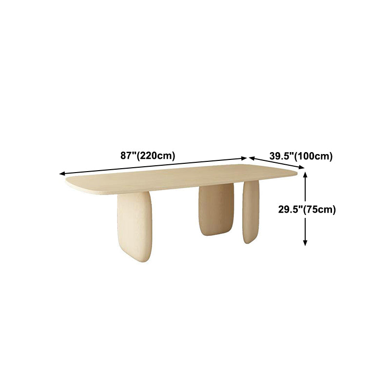 Rectangle Light Yellow Dining Table Pine Solid Wood Table Luxury with 3 Legs Clearhalo ' dining_table' 'Dining Tables & Seating' 'Dining Tables' 'furn' 'furn_dining_table' 'Furniture' 'furniture_dining_table' 'Kitchen & Dining Furniture' 'kitchen&dining_furn' 'kitchen' 'kitchen_dining_table' 4656077