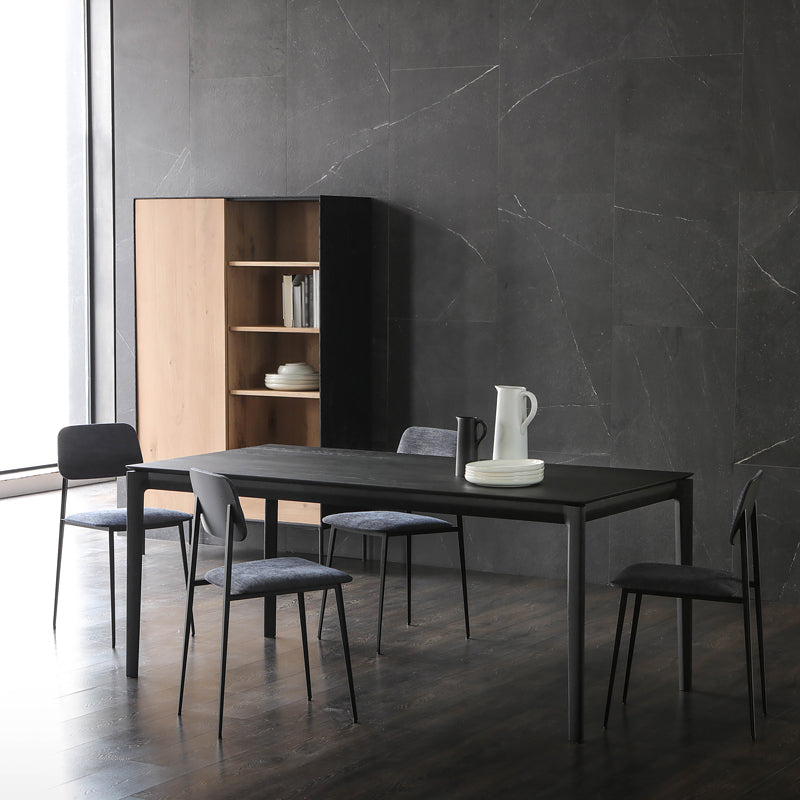 Rectangle 4 Legs Industrial Dining Table Black Fixed Table of Solid Wood 70.9"L x 31.5"W x 29.5"H Without Chairs Clearhalo ' dining_table' 'Dining Tables & Seating' 'Dining Tables' 'furn' 'furn_dining_table' 'Furniture' 'furniture_dining_table' 'Kitchen & Dining Furniture' 'kitchen&dining_furn' 'kitchen' 'kitchen_dining_table' 4656079