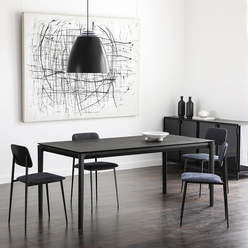 Rectangle 4 Legs Industrial Dining Table Black Fixed Table of Solid Wood 78.7"L x 31.5"W x 29.5"H Without Chairs Clearhalo ' dining_table' 'Dining Tables & Seating' 'Dining Tables' 'furn' 'furn_dining_table' 'Furniture' 'furniture_dining_table' 'Kitchen & Dining Furniture' 'kitchen&dining_furn' 'kitchen' 'kitchen_dining_table' 4656080