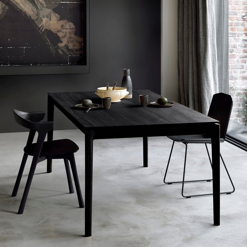 Rectangle 4 Legs Industrial Dining Table Black Fixed Table of Solid Wood 55.1"L x 27.6"W x 29.5"H Without Chairs Clearhalo ' dining_table' 'Dining Tables & Seating' 'Dining Tables' 'furn' 'furn_dining_table' 'Furniture' 'furniture_dining_table' 'Kitchen & Dining Furniture' 'kitchen&dining_furn' 'kitchen' 'kitchen_dining_table' 4656082
