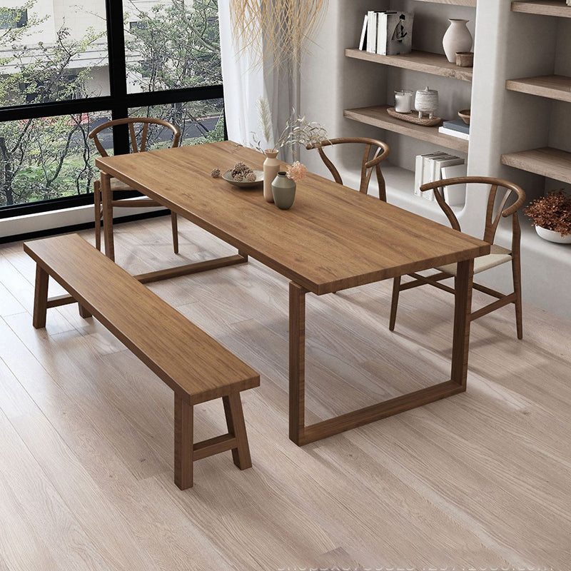 Mid-Century Modern Dining Table Pine Wood Table with Sled Base 63"L x 27.6"W x 29.5"H Without Chairs Clearhalo ' dining_table' 'Dining Tables & Seating' 'Dining Tables' 'furn' 'furn_dining_table' 'Furniture' 'furniture_dining_table' 'Kitchen & Dining Furniture' 'kitchen&dining_furn' 'kitchen' 'kitchen_dining_table' 4656109