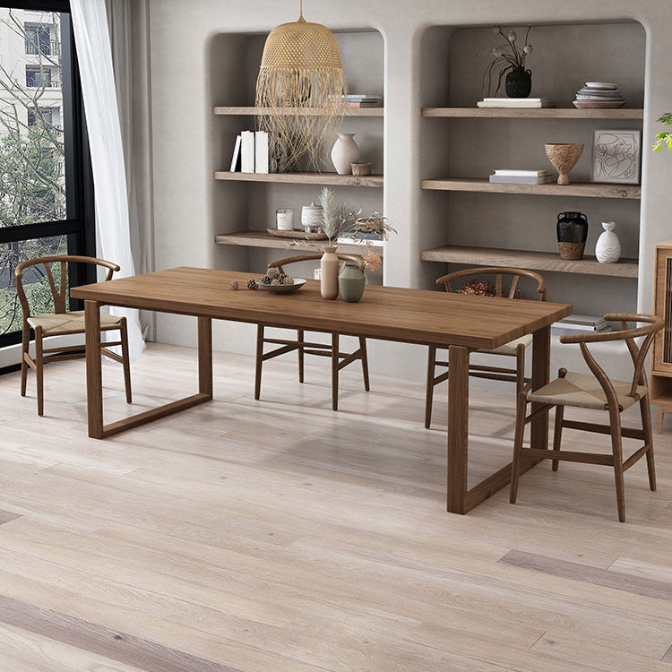 Mid-Century Modern Dining Table Pine Wood Table with Sled Base 55.1"L x 27.6"W x 29.5"H Without Chairs Clearhalo ' dining_table' 'Dining Tables & Seating' 'Dining Tables' 'furn' 'furn_dining_table' 'Furniture' 'furniture_dining_table' 'Kitchen & Dining Furniture' 'kitchen&dining_furn' 'kitchen' 'kitchen_dining_table' 4656112