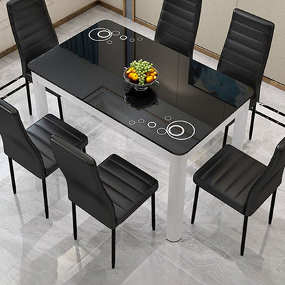 Glass Top Dining Table Modern Rectangle Dining Table with 4 Legs Black 39.4"L x 23.6"W x 29.5"H Clearhalo ' dining_table' 'Dining Tables & Seating' 'Dining Tables' 'Furniture' 'furniture_dining_table' 'Kitchen & Dining Furniture' 'kitchen&dining_furn' 'kitchen' 'kitchen_dining_table' 4656127