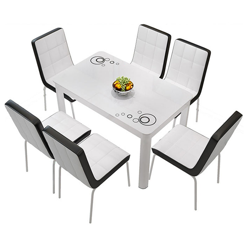 Glass Top Dining Table Modern Rectangle Dining Table with 4 Legs White Clearhalo ' dining_table' 'Dining Tables & Seating' 'Dining Tables' 'Furniture' 'furniture_dining_table' 'Kitchen & Dining Furniture' 'kitchen&dining_furn' 'kitchen' 'kitchen_dining_table' 4656129