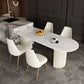 Traditional Luxury Dining Table White Sintered Stone Double Pedestal Table for Kitchen White 55.1"L x 31.5"W x 29.5"H Without Chairs Clearhalo ' dining_table' 'Dining Tables & Seating' 'Dining Tables' 'furn' 'furn_dining_table' 'Furniture' 'furniture_dining_table' 'Kitchen & Dining Furniture' 'kitchen&dining_furn' 'kitchen' 'kitchen_dining_table' 4656137