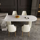 Traditional Luxury Dining Table White Sintered Stone Double Pedestal Table for Kitchen Clearhalo ' dining_table' 'Dining Tables & Seating' 'Dining Tables' 'furn' 'furn_dining_table' 'Furniture' 'furniture_dining_table' 'Kitchen & Dining Furniture' 'kitchen&dining_furn' 'kitchen' 'kitchen_dining_table' 4656141