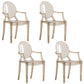 Nordic Design Arm Open Back Stacking Dining Chairs Plastic Side Chair Amber 4 Piece Set Clearhalo ' kitchen&dining_furn' 'Dining Chairs' 'Dining Tables & Seating' 'dining_chair' 'furn' 'furn_dining_chair' 'Furniture' 'furniture_dining_chair' 'Kitchen & Dining Furniture' 'kitchen' 4656160