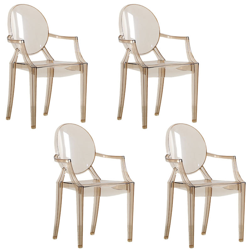 Nordic Design Arm Open Back Stacking Dining Chairs Plastic Side Chair Amber 4 Piece Set Clearhalo ' kitchen&dining_furn' 'Dining Chairs' 'Dining Tables & Seating' 'dining_chair' 'furn' 'furn_dining_chair' 'Furniture' 'furniture_dining_chair' 'Kitchen & Dining Furniture' 'kitchen' 4656160