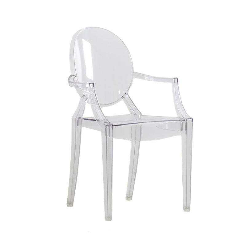 Nordic Design Arm Open Back Stacking Dining Chairs Plastic Side Chair Clear 1 Piece Clearhalo ' kitchen&dining_furn' 'Dining Chairs' 'Dining Tables & Seating' 'dining_chair' 'furn' 'furn_dining_chair' 'Furniture' 'furniture_dining_chair' 'Kitchen & Dining Furniture' 'kitchen' 4656163
