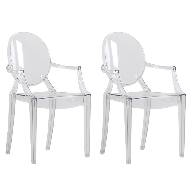 Nordic Design Arm Open Back Stacking Dining Chairs Plastic Side Chair Clear 2 Piece Set Clearhalo ' kitchen&dining_furn' 'Dining Chairs' 'Dining Tables & Seating' 'dining_chair' 'furn' 'furn_dining_chair' 'Furniture' 'furniture_dining_chair' 'Kitchen & Dining Furniture' 'kitchen' 4656164