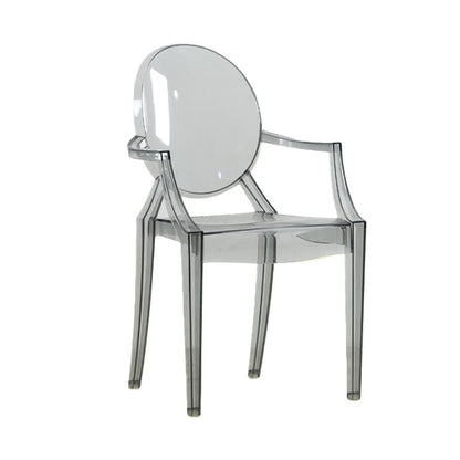 Nordic Design Arm Open Back Stacking Dining Chairs Plastic Side Chair Smoke Gray 1 Piece Clearhalo ' kitchen&dining_furn' 'Dining Chairs' 'Dining Tables & Seating' 'dining_chair' 'furn' 'furn_dining_chair' 'Furniture' 'furniture_dining_chair' 'Kitchen & Dining Furniture' 'kitchen' 4656168