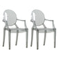 Nordic Design Arm Open Back Stacking Dining Chairs Plastic Side Chair Smoke Gray 2 Piece Set Clearhalo ' kitchen&dining_furn' 'Dining Chairs' 'Dining Tables & Seating' 'dining_chair' 'furn' 'furn_dining_chair' 'Furniture' 'furniture_dining_chair' 'Kitchen & Dining Furniture' 'kitchen' 4656170