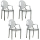 Nordic Design Arm Open Back Stacking Dining Chairs Plastic Side Chair Smoke Gray 4 Piece Set Clearhalo ' kitchen&dining_furn' 'Dining Chairs' 'Dining Tables & Seating' 'dining_chair' 'furn' 'furn_dining_chair' 'Furniture' 'furniture_dining_chair' 'Kitchen & Dining Furniture' 'kitchen' 4656172