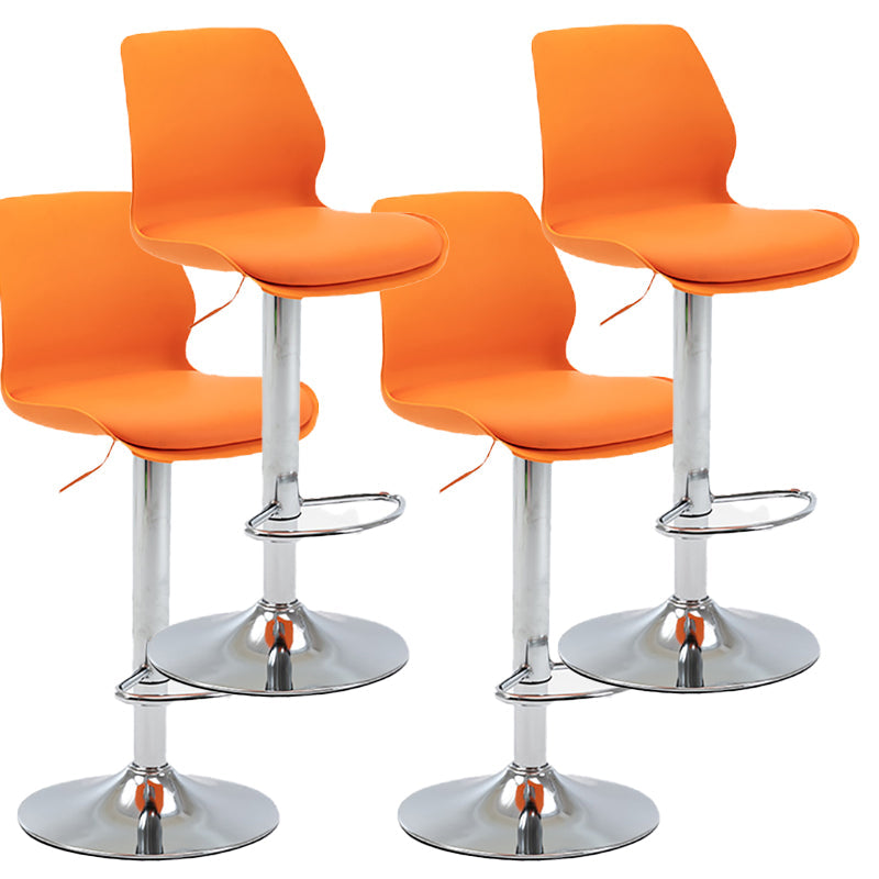 Height Adjustable Leather Barstool Industrial Counter Stool with Backrest Orange Silver 4 Piece Set Clearhalo 'Bar Furniture' 'Bar Stools' 'bar_stools' 'furn' 'furn_bar_stools' 'furniture_bar_stools' 'Kitchen & Dining Furniture' 'kitchen&dining_furn' 'kitchen' 'kitchen_furn' Furniture' 4656180
