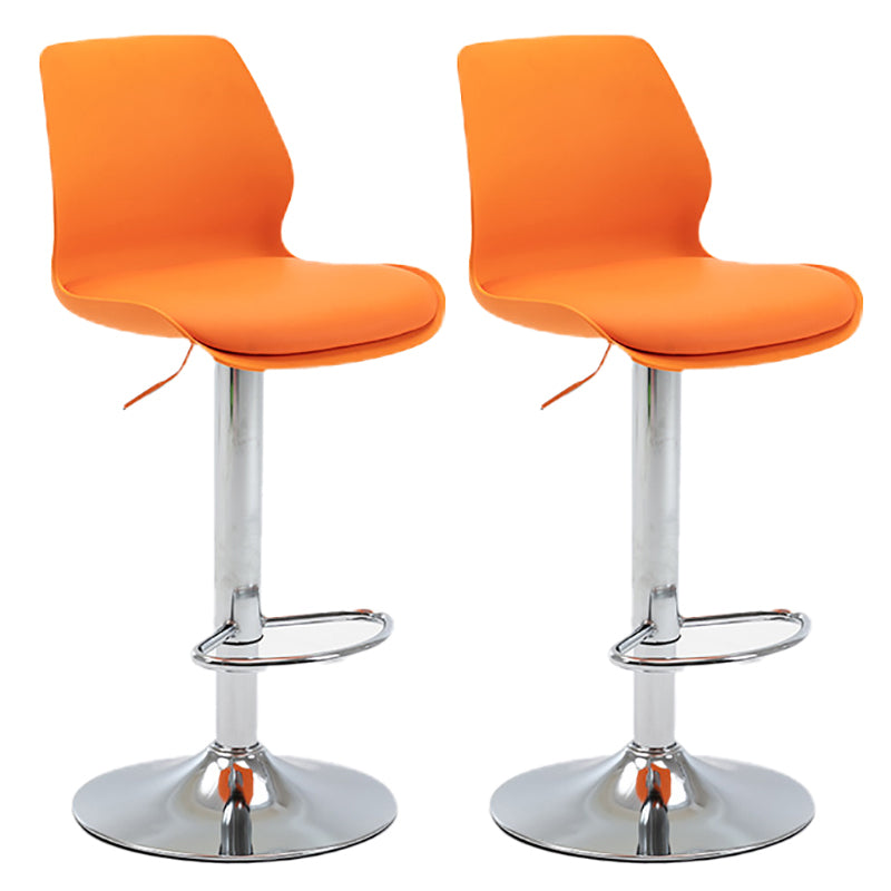 Height Adjustable Leather Barstool Industrial Counter Stool with Backrest Orange Silver 2 Piece Set Clearhalo 'Bar Furniture' 'Bar Stools' 'bar_stools' 'furn' 'furn_bar_stools' 'furniture_bar_stools' 'Kitchen & Dining Furniture' 'kitchen&dining_furn' 'kitchen' 'kitchen_furn' Furniture' 4656181