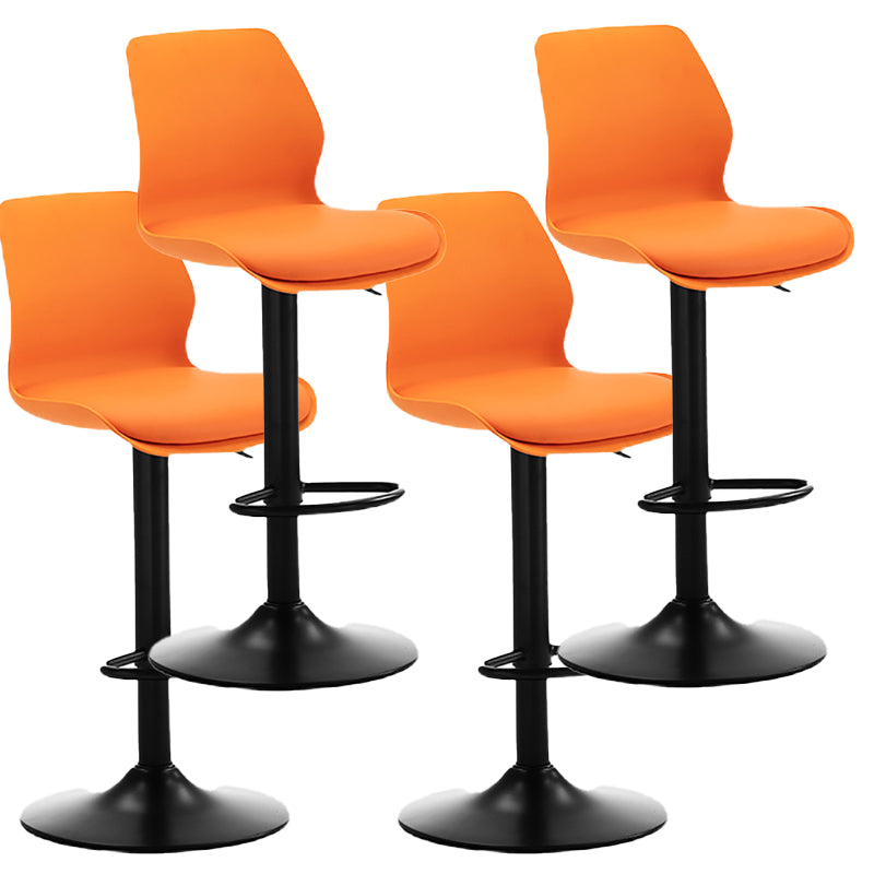 Height Adjustable Leather Barstool Industrial Counter Stool with Backrest Orange Black 4 Piece Set Clearhalo 'Bar Furniture' 'Bar Stools' 'bar_stools' 'furn' 'furn_bar_stools' 'furniture_bar_stools' 'Kitchen & Dining Furniture' 'kitchen&dining_furn' 'kitchen' 'kitchen_furn' Furniture' 4656185
