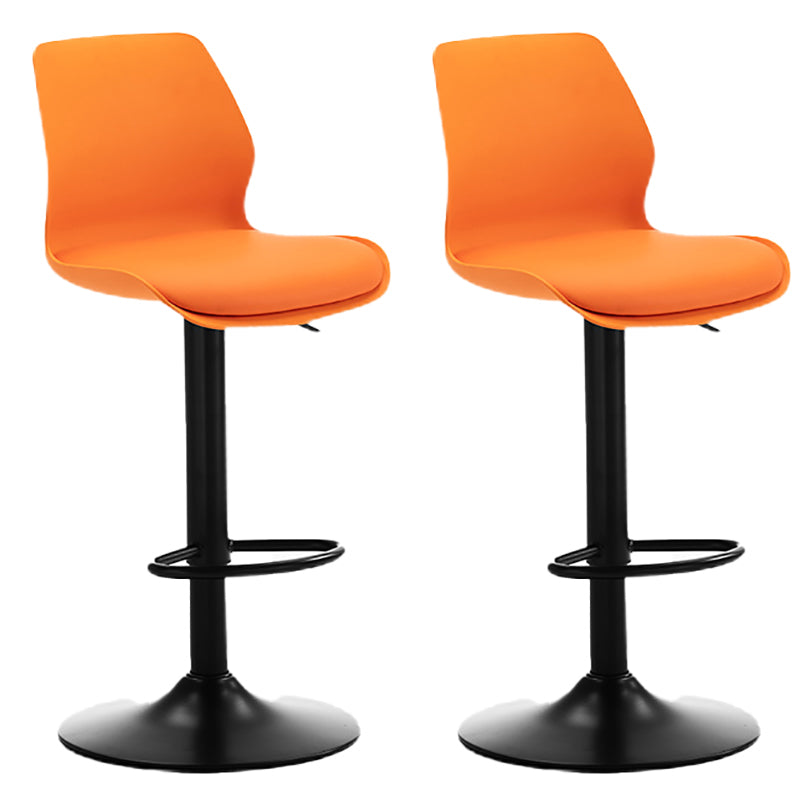Height Adjustable Leather Barstool Industrial Counter Stool with Backrest Orange Black 2 Piece Set Clearhalo 'Bar Furniture' 'Bar Stools' 'bar_stools' 'furn' 'furn_bar_stools' 'furniture_bar_stools' 'Kitchen & Dining Furniture' 'kitchen&dining_furn' 'kitchen' 'kitchen_furn' Furniture' 4656188