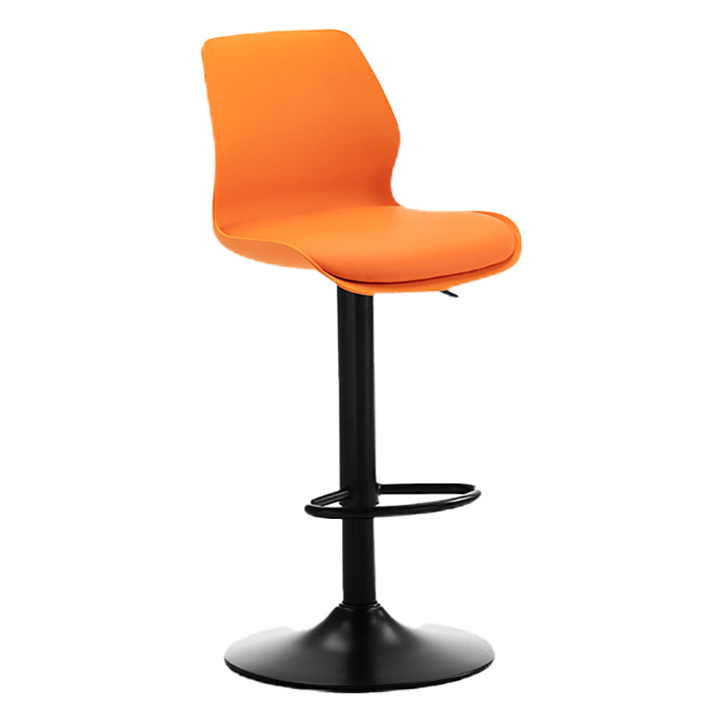 Height Adjustable Leather Barstool Industrial Counter Stool with Backrest Orange Black 1 Piece Clearhalo 'Bar Furniture' 'Bar Stools' 'bar_stools' 'furn' 'furn_bar_stools' 'furniture_bar_stools' 'Kitchen & Dining Furniture' 'kitchen&dining_furn' 'kitchen' 'kitchen_furn' Furniture' 4656190