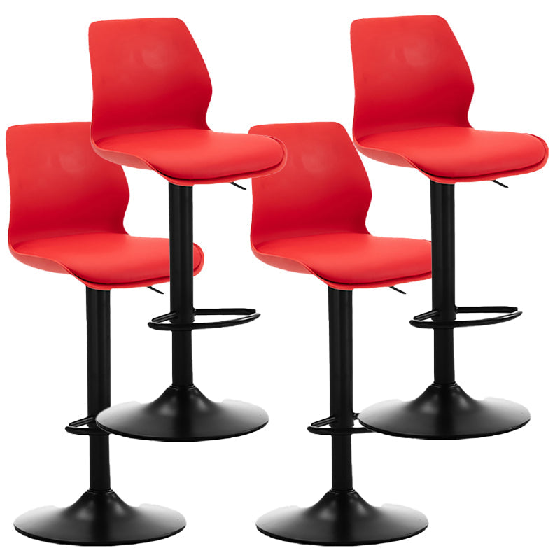 Height Adjustable Leather Barstool Industrial Counter Stool with Backrest Red Black 4 Piece Set Clearhalo 'Bar Furniture' 'Bar Stools' 'bar_stools' 'furn' 'furn_bar_stools' 'furniture_bar_stools' 'Kitchen & Dining Furniture' 'kitchen&dining_furn' 'kitchen' 'kitchen_furn' Furniture' 4656192