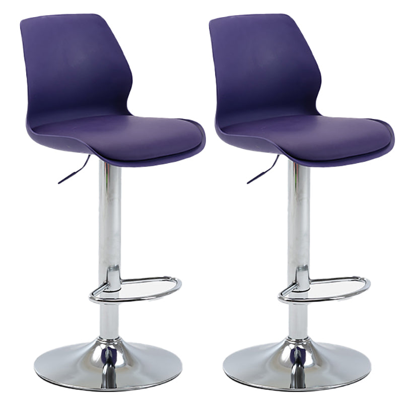 Height Adjustable Leather Barstool Industrial Counter Stool with Backrest Purple Silver 2 Piece Set Clearhalo 'Bar Furniture' 'Bar Stools' 'bar_stools' 'furn' 'furn_bar_stools' 'furniture_bar_stools' 'Kitchen & Dining Furniture' 'kitchen&dining_furn' 'kitchen' 'kitchen_furn' Furniture' 4656204