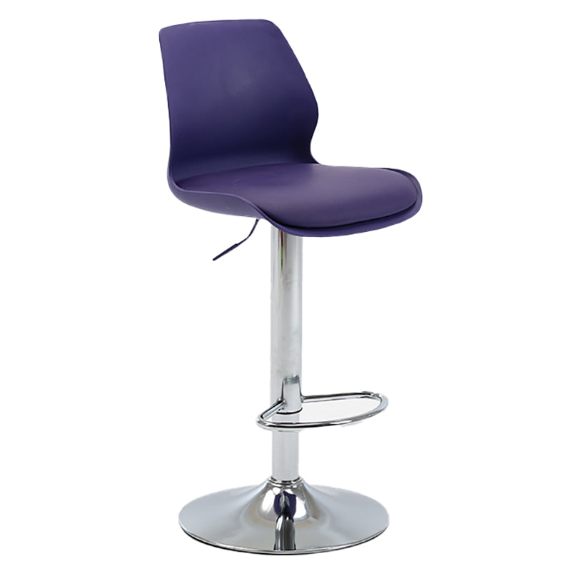 Height Adjustable Leather Barstool Industrial Counter Stool with Backrest Purple Silver 1 Piece Clearhalo 'Bar Furniture' 'Bar Stools' 'bar_stools' 'furn' 'furn_bar_stools' 'furniture_bar_stools' 'Kitchen & Dining Furniture' 'kitchen&dining_furn' 'kitchen' 'kitchen_furn' Furniture' 4656205