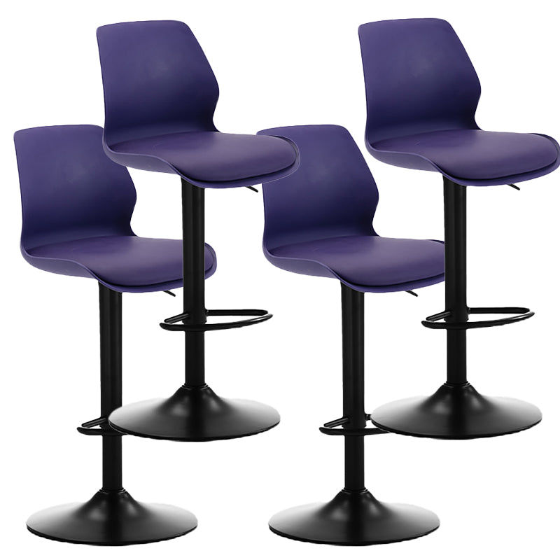 Height Adjustable Leather Barstool Industrial Counter Stool with Backrest Purple Black 4 Piece Set Clearhalo 'Bar Furniture' 'Bar Stools' 'bar_stools' 'furn' 'furn_bar_stools' 'furniture_bar_stools' 'Kitchen & Dining Furniture' 'kitchen&dining_furn' 'kitchen' 'kitchen_furn' Furniture' 4656206
