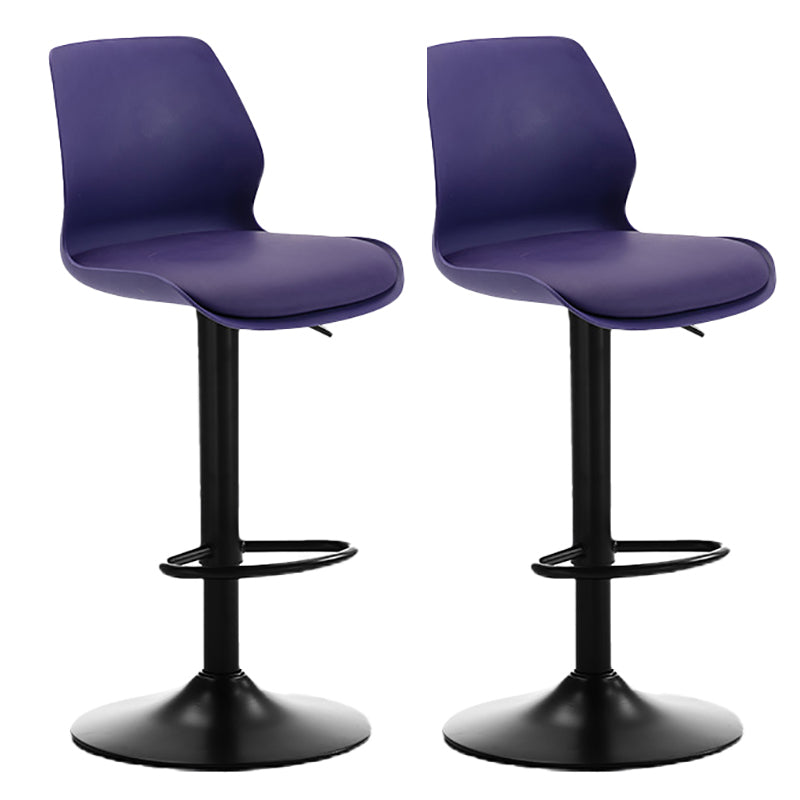 Height Adjustable Leather Barstool Industrial Counter Stool with Backrest Purple Black 2 Piece Set Clearhalo 'Bar Furniture' 'Bar Stools' 'bar_stools' 'furn' 'furn_bar_stools' 'furniture_bar_stools' 'Kitchen & Dining Furniture' 'kitchen&dining_furn' 'kitchen' 'kitchen_furn' Furniture' 4656207