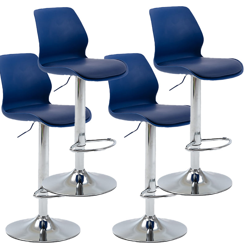 Height Adjustable Leather Barstool Industrial Counter Stool with Backrest Blue Silver 4 Piece Set Clearhalo 'Bar Furniture' 'Bar Stools' 'bar_stools' 'furn' 'furn_bar_stools' 'furniture_bar_stools' 'Kitchen & Dining Furniture' 'kitchen&dining_furn' 'kitchen' 'kitchen_furn' Furniture' 4656209