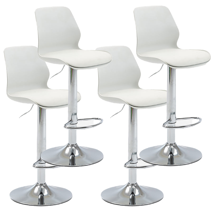 Height Adjustable Leather Barstool Industrial Counter Stool with Backrest White Silver 4 Piece Set Clearhalo 'Bar Furniture' 'Bar Stools' 'bar_stools' 'furn' 'furn_bar_stools' 'furniture_bar_stools' 'Kitchen & Dining Furniture' 'kitchen&dining_furn' 'kitchen' 'kitchen_furn' Furniture' 4656215