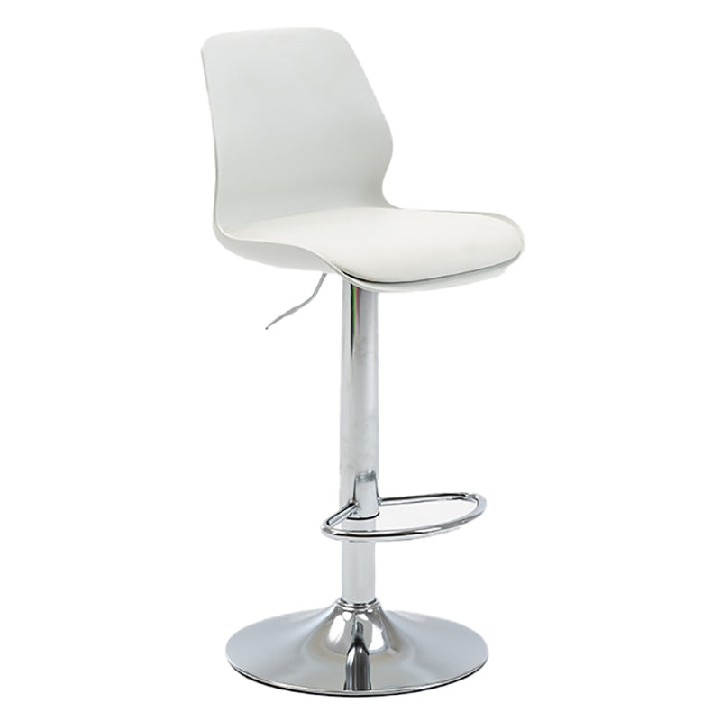 Height Adjustable Leather Barstool Industrial Counter Stool with Backrest White Silver 1 Piece Clearhalo 'Bar Furniture' 'Bar Stools' 'bar_stools' 'furn' 'furn_bar_stools' 'furniture_bar_stools' 'Kitchen & Dining Furniture' 'kitchen&dining_furn' 'kitchen' 'kitchen_furn' Furniture' 4656217