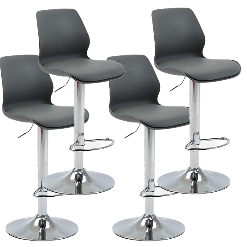 Height Adjustable Leather Barstool Industrial Counter Stool with Backrest Grey Silver 4 Piece Set Clearhalo 'Bar Furniture' 'Bar Stools' 'bar_stools' 'furn' 'furn_bar_stools' 'furniture_bar_stools' 'Kitchen & Dining Furniture' 'kitchen&dining_furn' 'kitchen' 'kitchen_furn' Furniture' 4656221