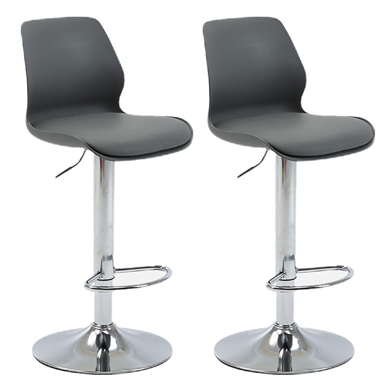 Height Adjustable Leather Barstool Industrial Counter Stool with Backrest Grey Silver 2 Piece Set Clearhalo 'Bar Furniture' 'Bar Stools' 'bar_stools' 'furn' 'furn_bar_stools' 'furniture_bar_stools' 'Kitchen & Dining Furniture' 'kitchen&dining_furn' 'kitchen' 'kitchen_furn' Furniture' 4656222