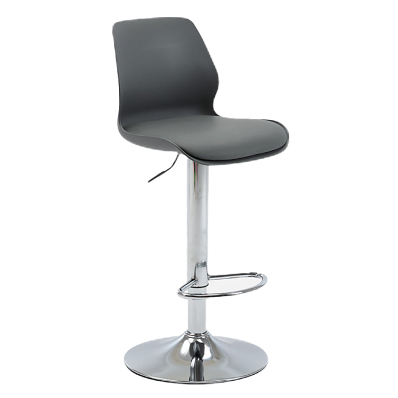 Height Adjustable Leather Barstool Industrial Counter Stool with Backrest Grey Silver 1 Piece Clearhalo 'Bar Furniture' 'Bar Stools' 'bar_stools' 'furn' 'furn_bar_stools' 'furniture_bar_stools' 'Kitchen & Dining Furniture' 'kitchen&dining_furn' 'kitchen' 'kitchen_furn' Furniture' 4656223