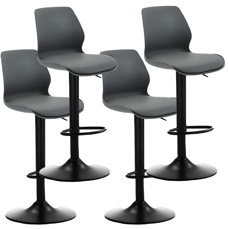 Height Adjustable Leather Barstool Industrial Counter Stool with Backrest Grey Black 4 Piece Set Clearhalo 'Bar Furniture' 'Bar Stools' 'bar_stools' 'furn' 'furn_bar_stools' 'furniture_bar_stools' 'Kitchen & Dining Furniture' 'kitchen&dining_furn' 'kitchen' 'kitchen_furn' Furniture' 4656224